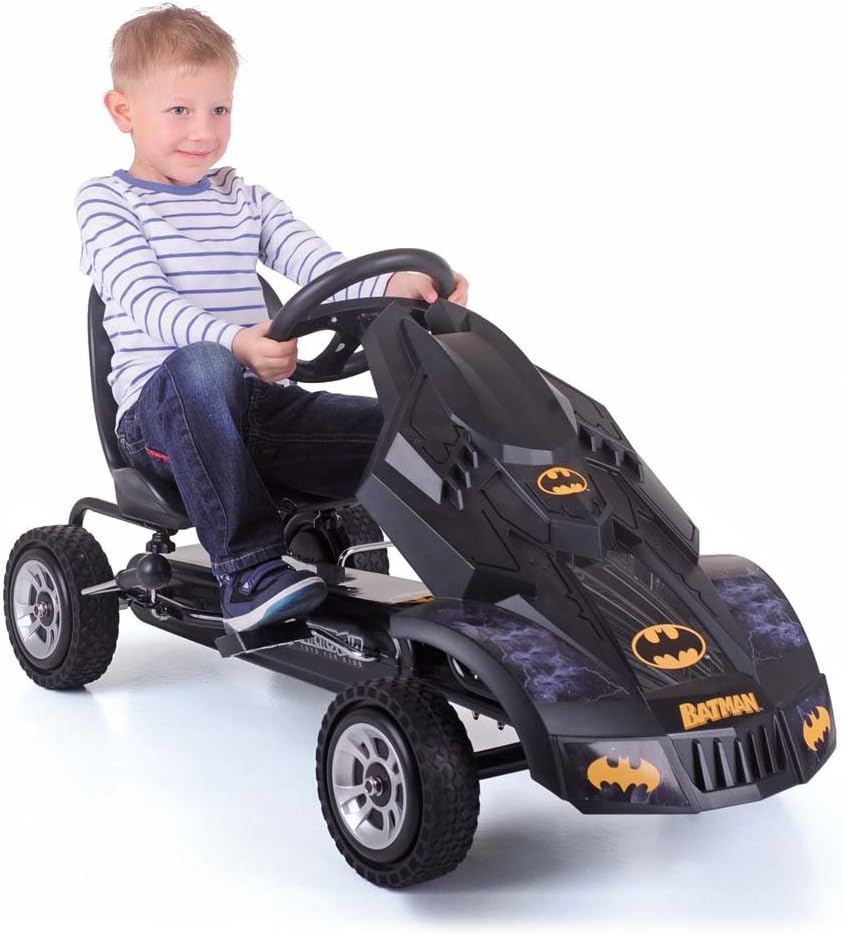 Hauck Batmobile Pedal Go Kart, Superhero Ride-On Batman Vehicle, Kids 4 and Older, Peddle Patrol the Streets of Gotham just like Batman, Race-Styled Pedals Rubber Wheels, Black
