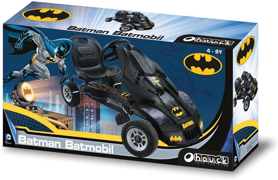 Hauck Batmobile Pedal Go Kart, Superhero Ride-On Batman Vehicle, Kids 4 and Older, Peddle Patrol the Streets of Gotham just like Batman, Race-Styled Pedals Rubber Wheels, Black
