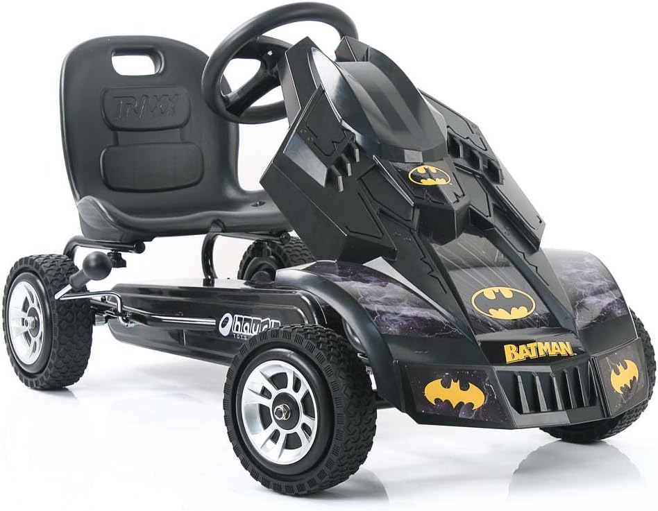 Hauck Batmobile Pedal Go Kart, Superhero Ride-On Batman Vehicle, Kids 4 and Older, Peddle Patrol the Streets of Gotham just like Batman, Race-Styled Pedals Rubber Wheels, Black