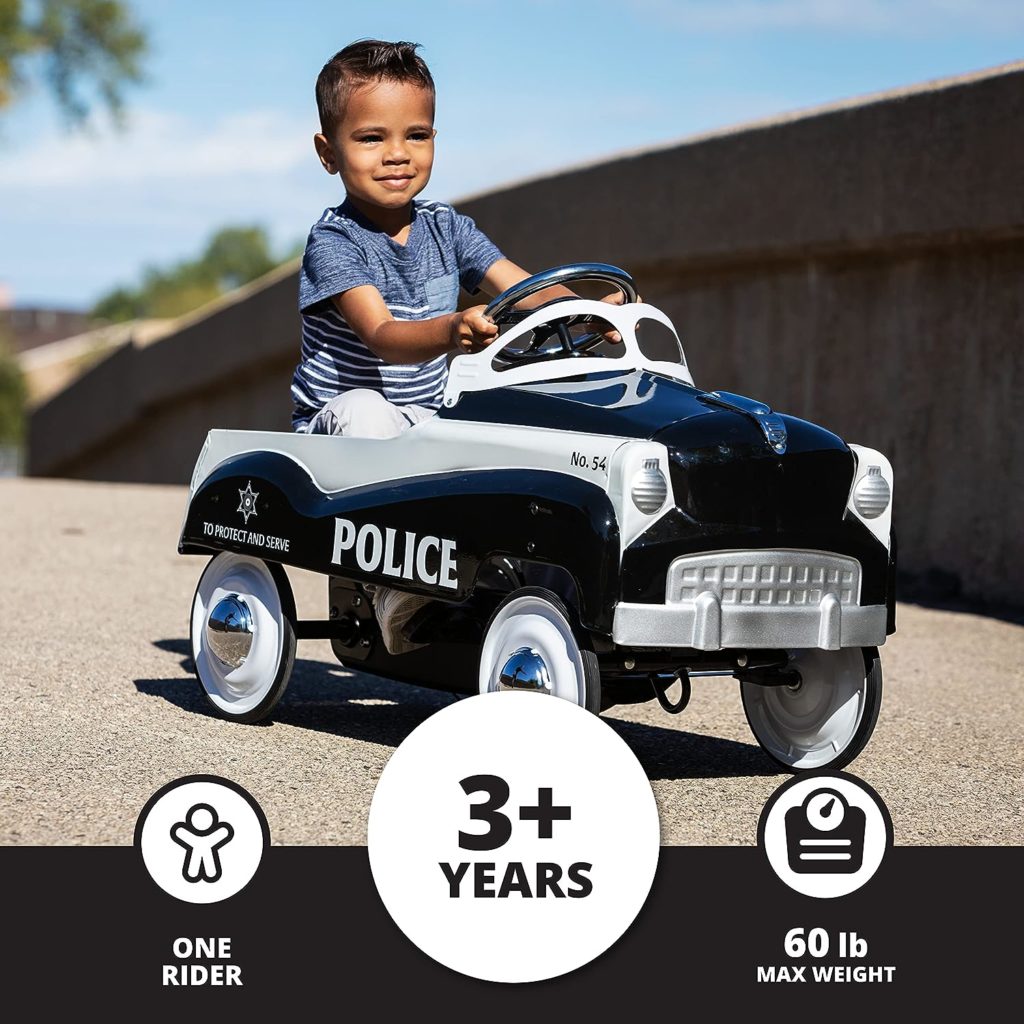 Kid Trax Toddler Classic Pedal Car, Kids 3-5 Years Old, Max Weight 59 lbs, Durable Steel, Police Car Kid Trax Toddler Classic Pedal Car, Kids 3-5 Years Old, Max Weight 59 lbs, Durable Steel, Police Car